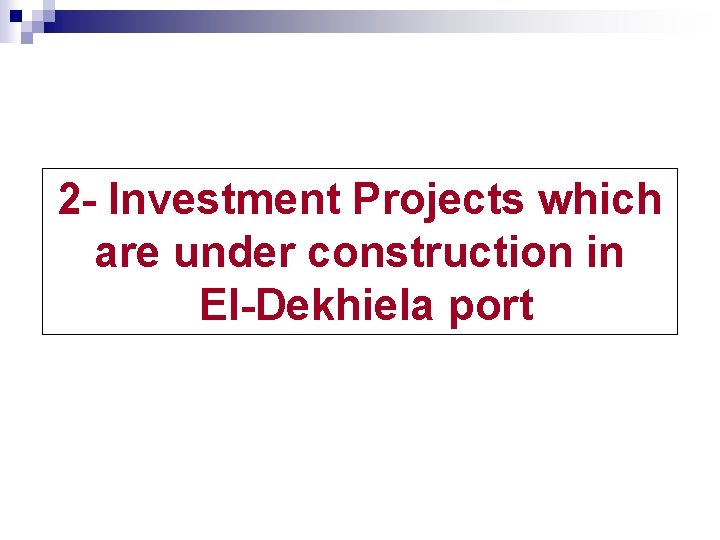 2 - Investment Projects which are under construction in El-Dekhiela port 