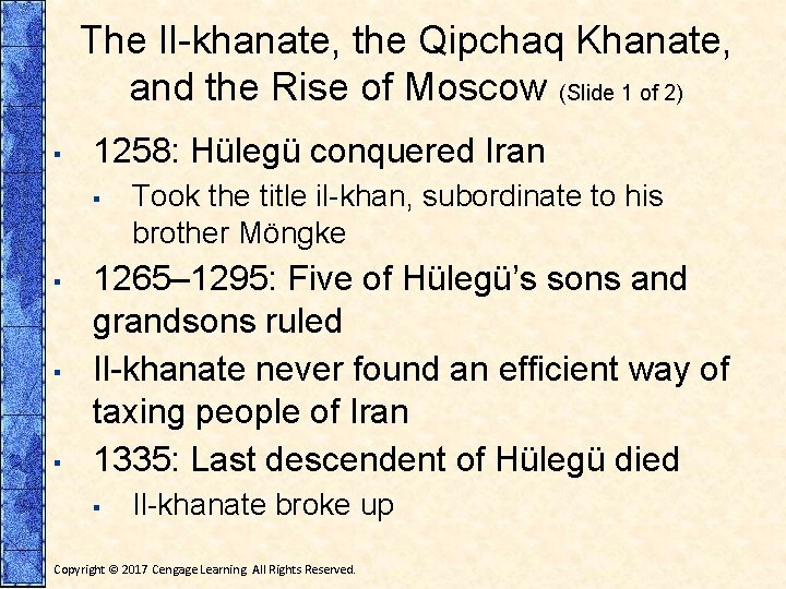 The Il-khanate, the Qipchaq Khanate, and the Rise of Moscow (Slide 1 of 2)