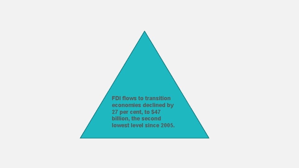 FDI flows to transition economies declined by 27 per cent, to $47 billion, the