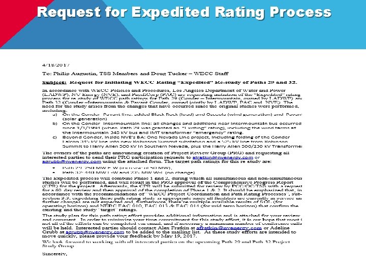 Request for Expedited Rating Process 