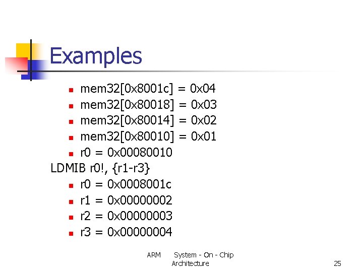 Examples mem 32[0 x 8001 c] = 0 x 04 n mem 32[0 x