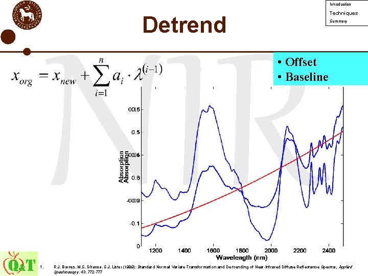 Introduction Techniques Detrend Summary NIR • Offset • Baseline 1. R. J. Barnes, M.
