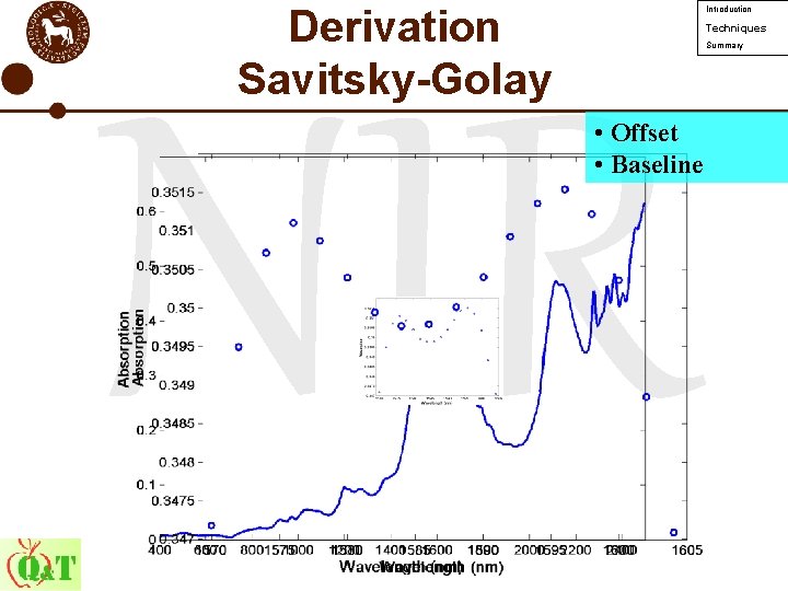 Derivation Savitsky-Golay Introduction Techniques Summary NIR • Offset • Baseline 