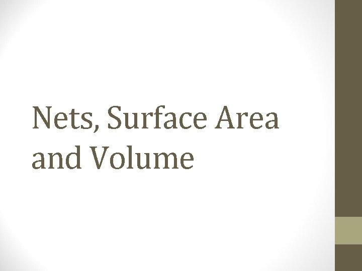 Nets, Surface Area and Volume 