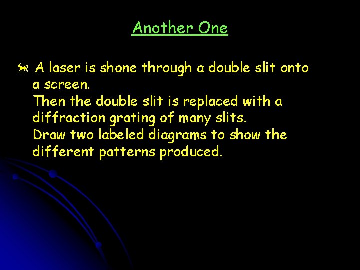 Another One õ A laser is shone through a double slit onto a screen.