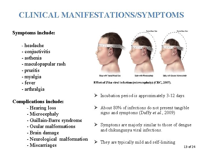 CLINICAL MANIFESTATIONS/SYMPTOMS Symptoms include: - headache - conjuctivitis - asthenia - maculopapular rash -