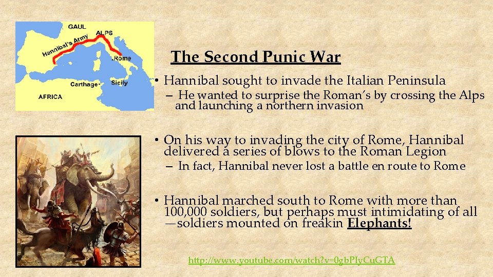 The Second Punic War • Hannibal sought to invade the Italian Peninsula – He