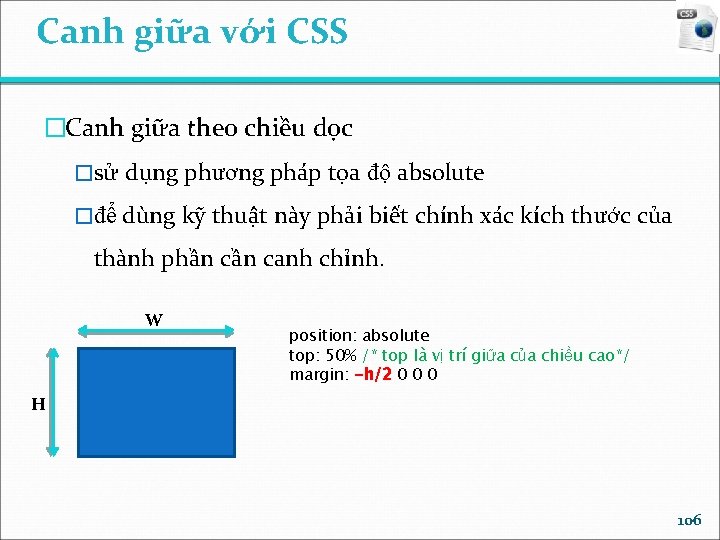 Canh giữa với CSS �Canh giữa theo chiều dọc �sử dụng phương pháp tọa