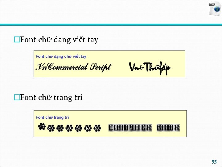 �Font chữ dạng viết tay �Font chữ trang trí 55 