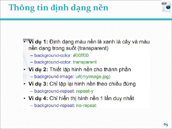 Thông tin định dạng nền 65 