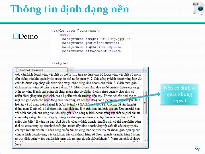 Thông tin định dạng nền �Demo Nền cố định ở giữa không repeat 67