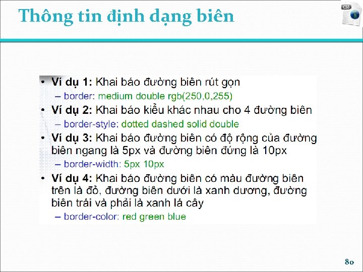 Thông tin định dạng biên 80 