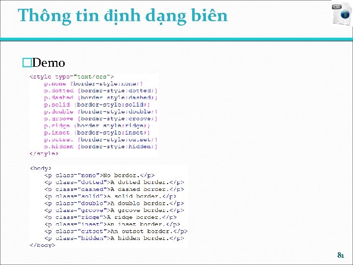 Thông tin định dạng biên �Demo 81 