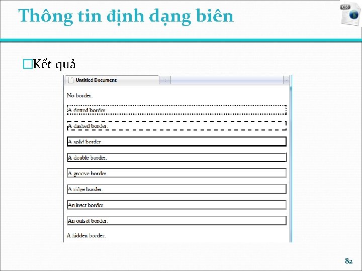 Thông tin định dạng biên �Kết quả 82 