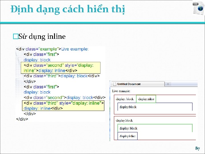 Định dạng cách hiển thị �Sử dụng inline 87 