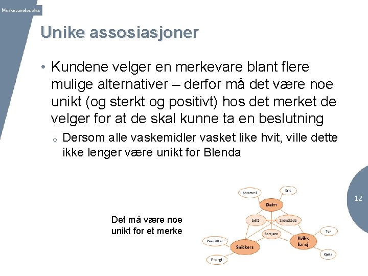 Unike assosiasjoner • Kundene velger en merkevare blant flere mulige alternativer – derfor må