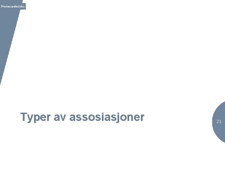 Typer av assosiasjoner 21 