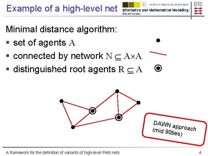 Example of a high-level net Ekkart Kindler Minimal distance algorithm: § set of agents