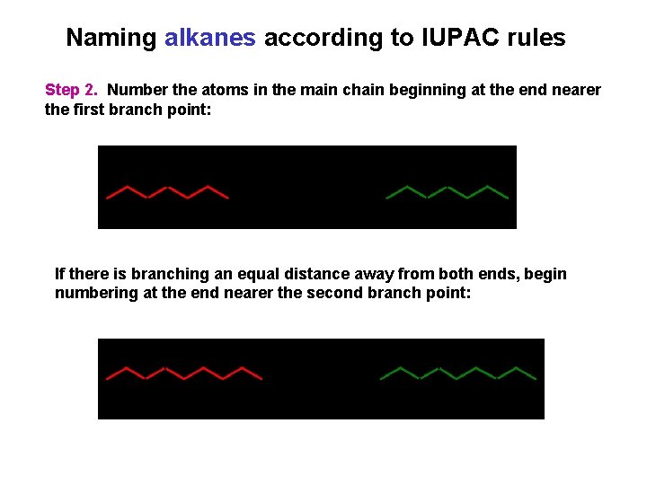 Naming alkanes according to IUPAC rules Step 2. Number the atoms in the main