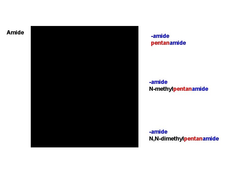 Amide -amide pentanamide -amide N-methylpentanamide -amide N, N-dimethylpentanamide 