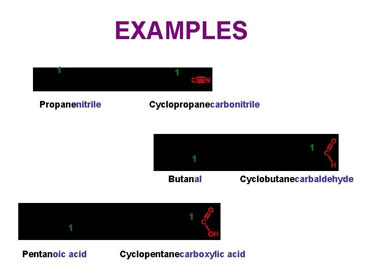 EXAMPLES 1 1 Propanenitrile Cyclopropanecarbonitrile 1 1 Butanal Cyclobutanecarbaldehyde 1 1 Pentanoic acid Cyclopentanecarboxylic