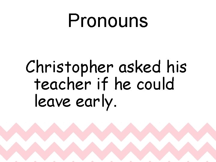 Pronouns Christopher asked his teacher if he could leave early. 