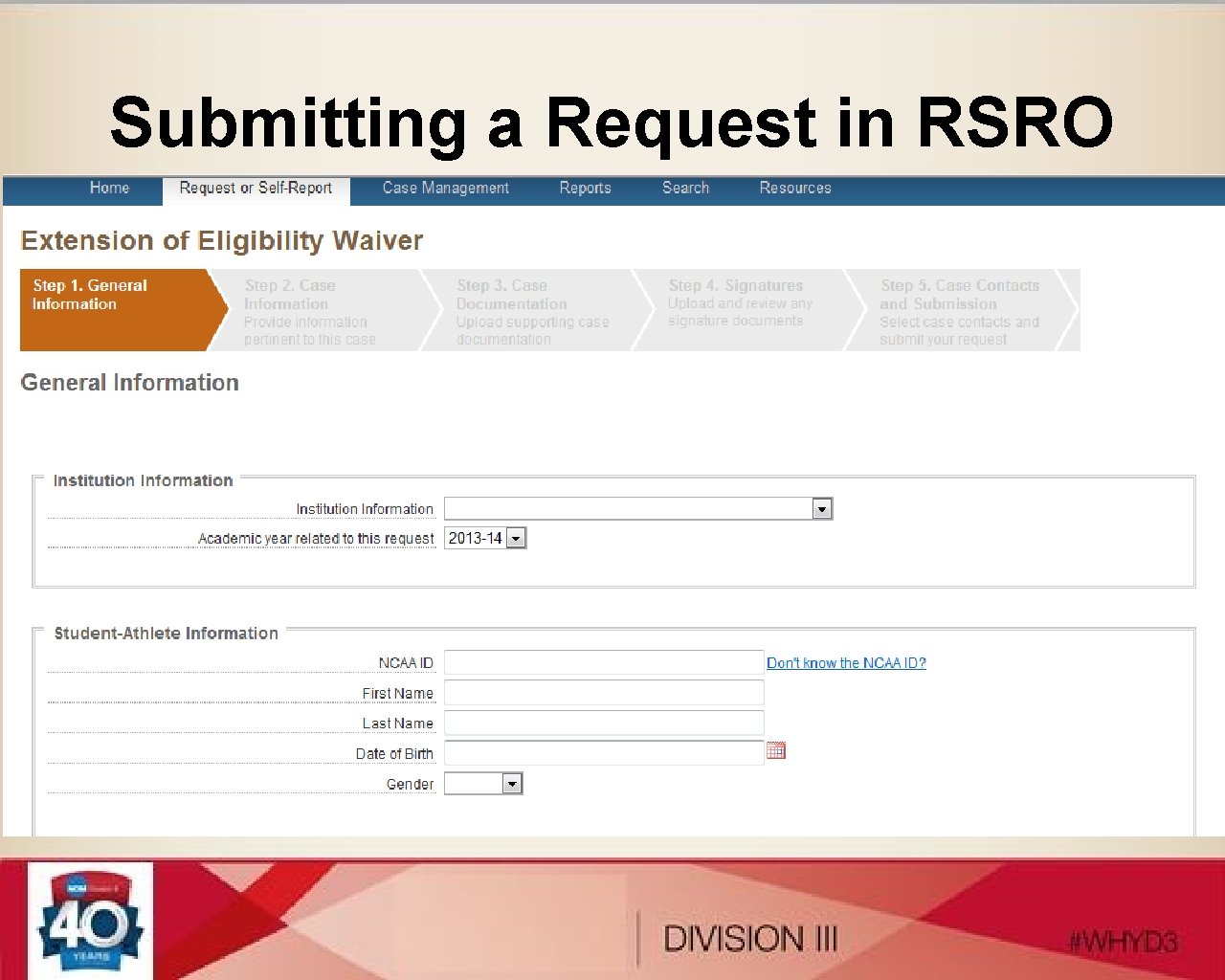 Submitting a Request in RSRO 