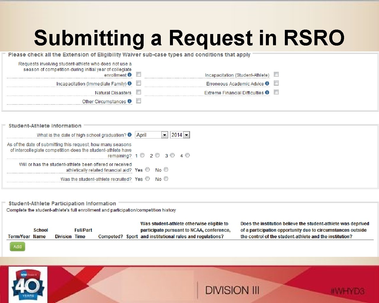 Submitting a Request in RSRO 