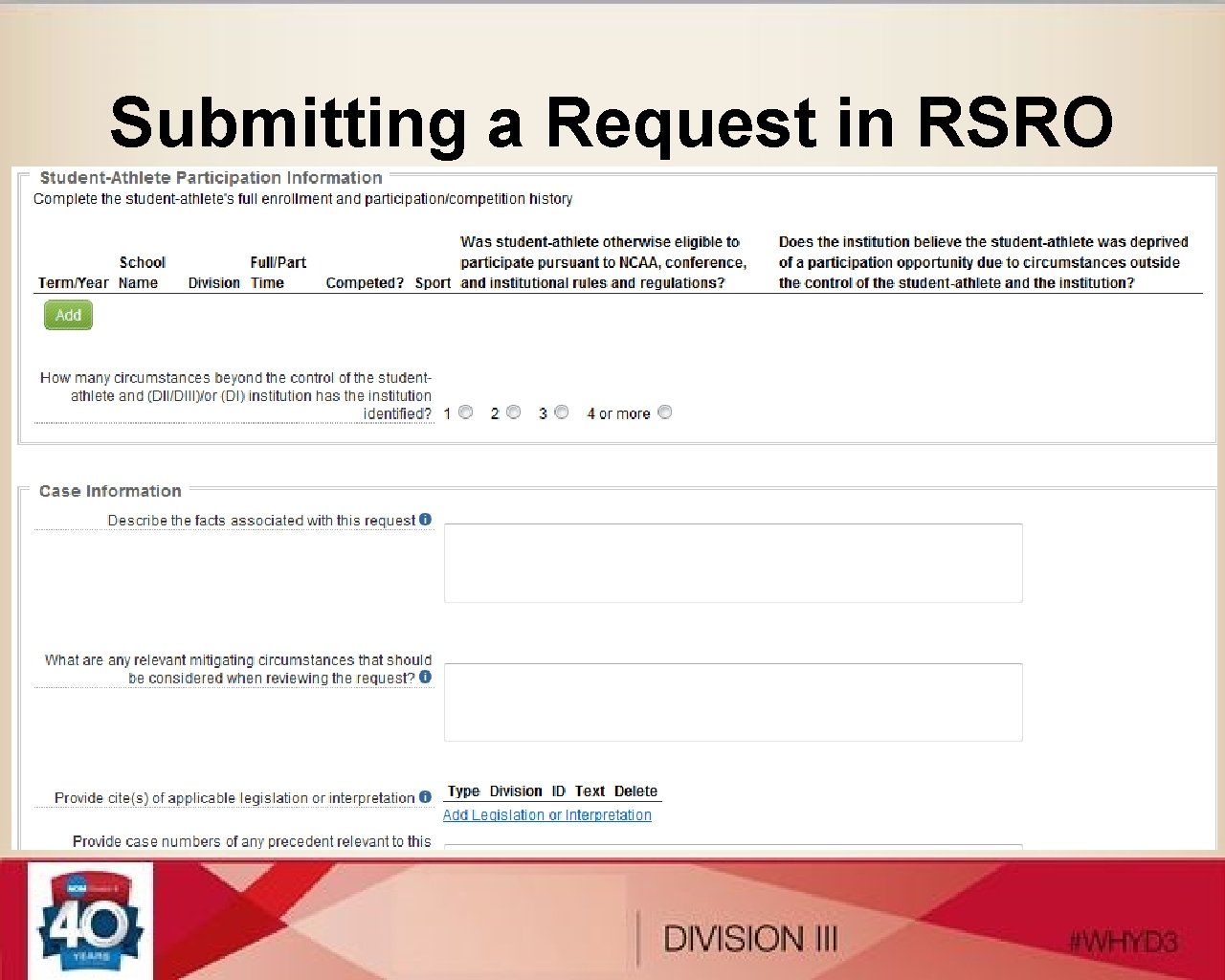 Submitting a Request in RSRO 