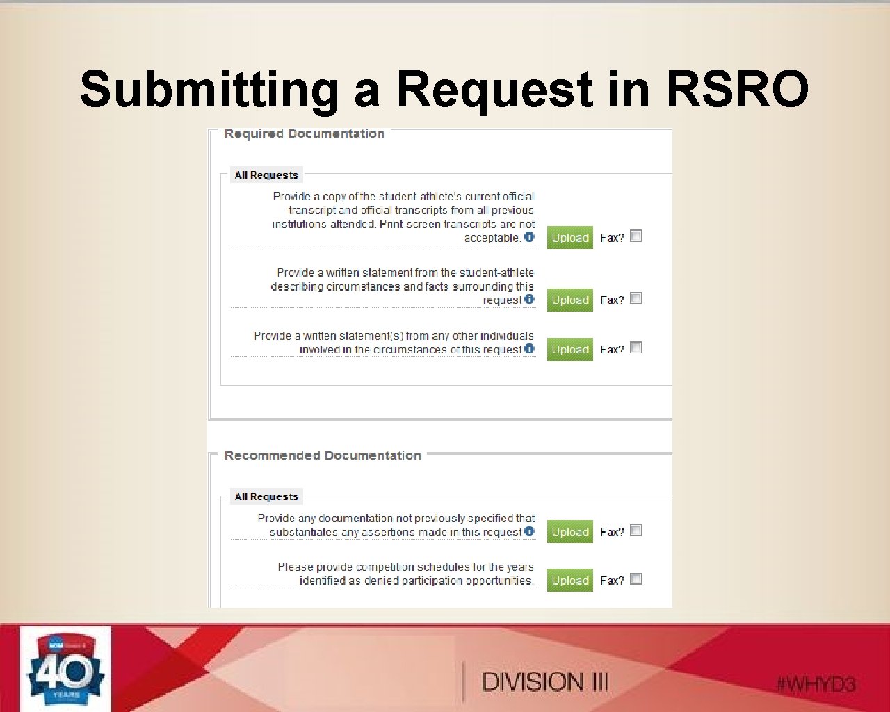 Submitting a Request in RSRO 