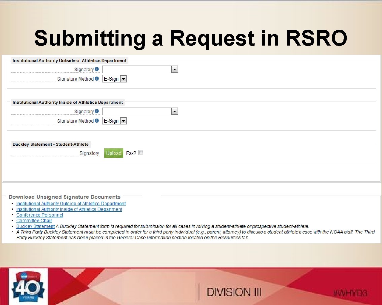 Submitting a Request in RSRO 