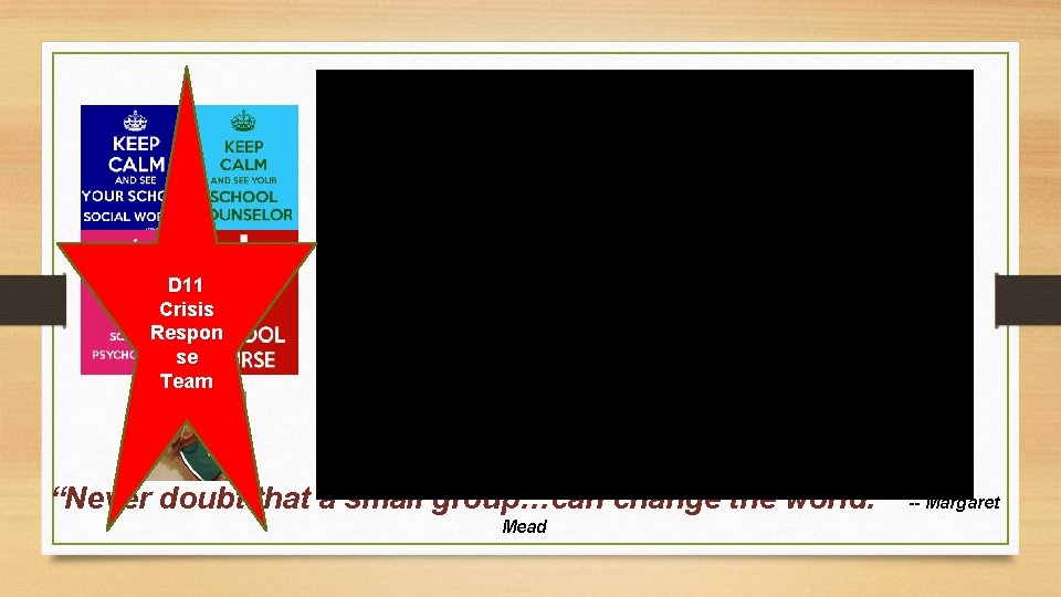 D 11 Crisis Respon se Team “Never doubt that a small group…can change the