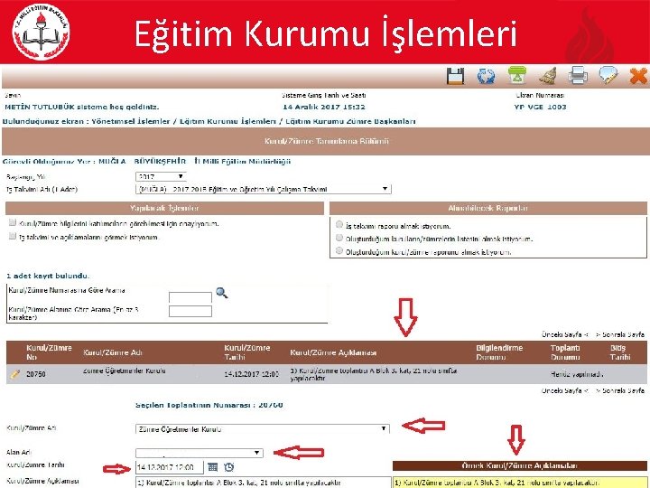 Eğitim Kurumu İşlemleri 