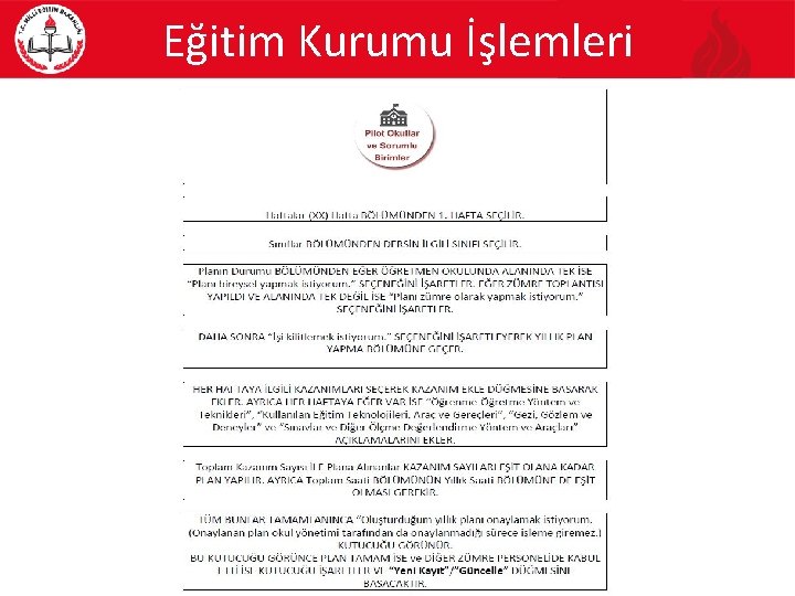 Eğitim Kurumu İşlemleri 