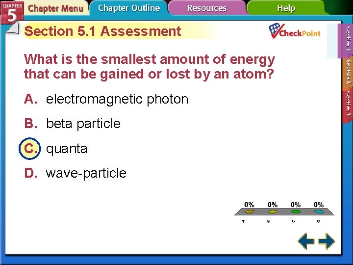 Section 5. 1 Assessment What is the smallest amount of energy that can be