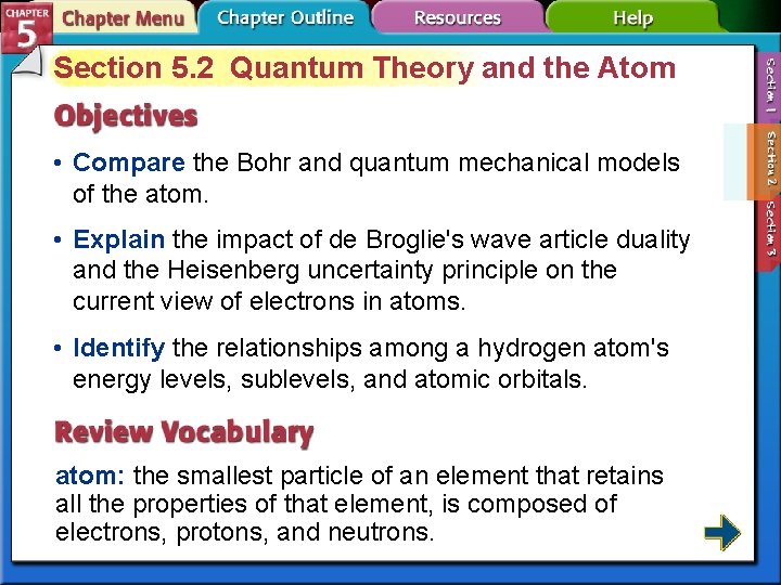 Section 5. 2 Quantum Theory and the Atom • Compare the Bohr and quantum