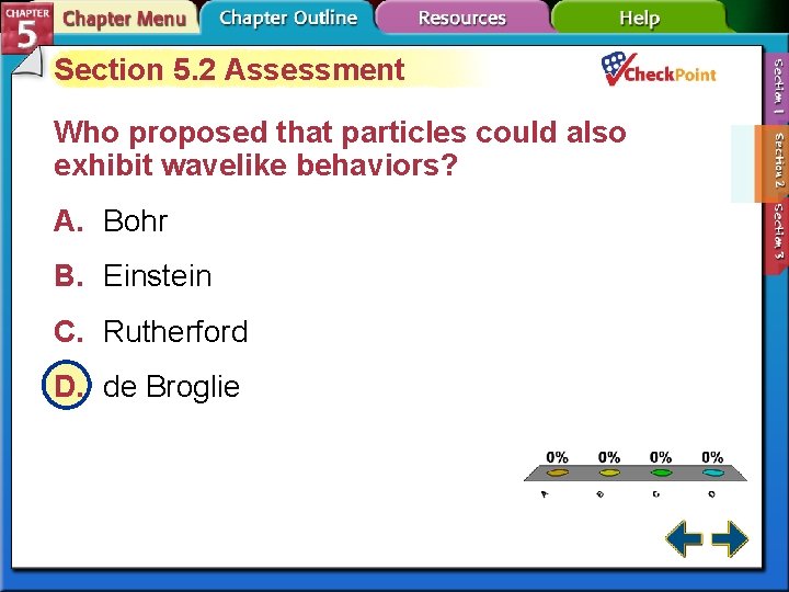 Section 5. 2 Assessment Who proposed that particles could also exhibit wavelike behaviors? A.