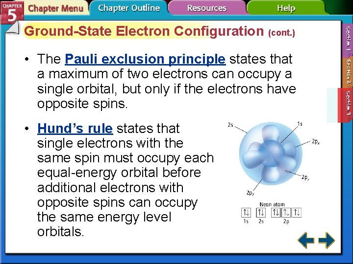 Ground-State Electron Configuration (cont. ) • The Pauli exclusion principle states that a maximum