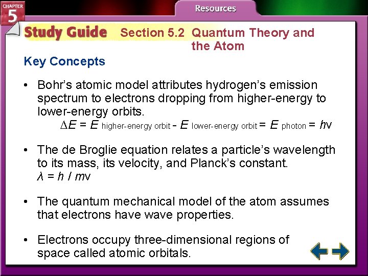 Section 5. 2 Quantum Theory and the Atom Key Concepts • Bohr’s atomic model