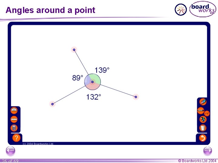 Angles around a point 26 of 69 © Boardworks Ltd 2004 