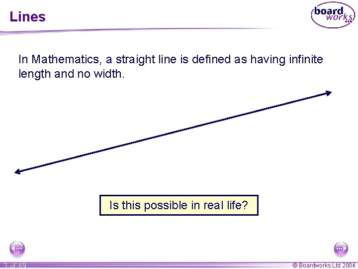 Lines In Mathematics, a straight line is defined as having infinite length and no