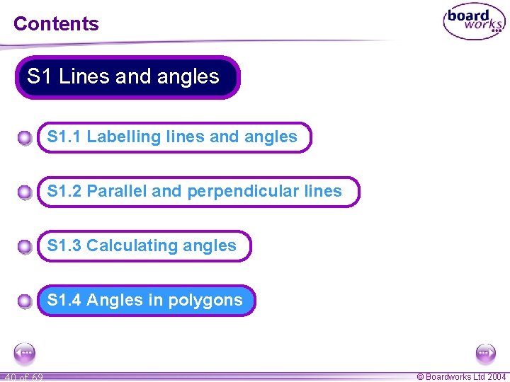 Contents S 1 Lines and angles S 1. 1 Labelling lines and angles S