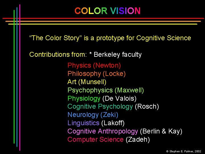 COLOR VISION “The Color Story” is a prototype for Cognitive Science Contributions from: *