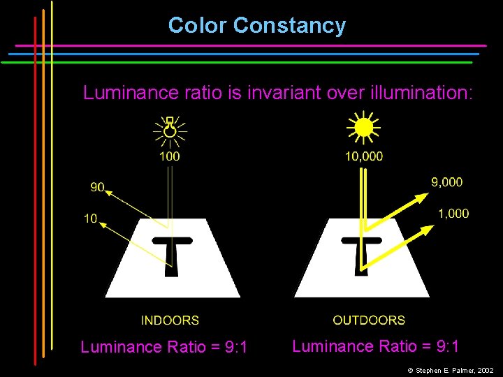 Color Constancy Luminance ratio is invariant over illumination: Luminance Ratio = 9: 1 ©