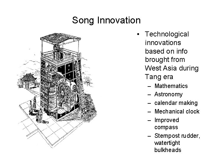 Song Innovation • Technological innovations based on info brought from West Asia during Tang