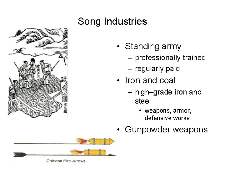 Song Industries • Standing army – professionally trained – regularly paid • Iron and
