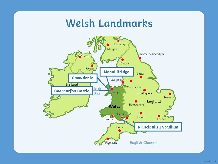 Welsh Landmarks Menai Bridge Snowdonia Caernarfon Castle Wales Principality Stadium 