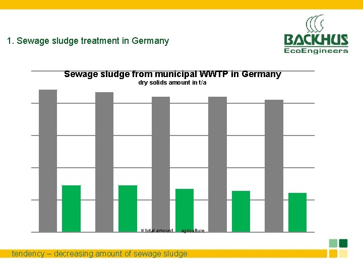 1. Sewage sludge treatment in Germany Sewage sludge from municipal WWTP in Germany dry