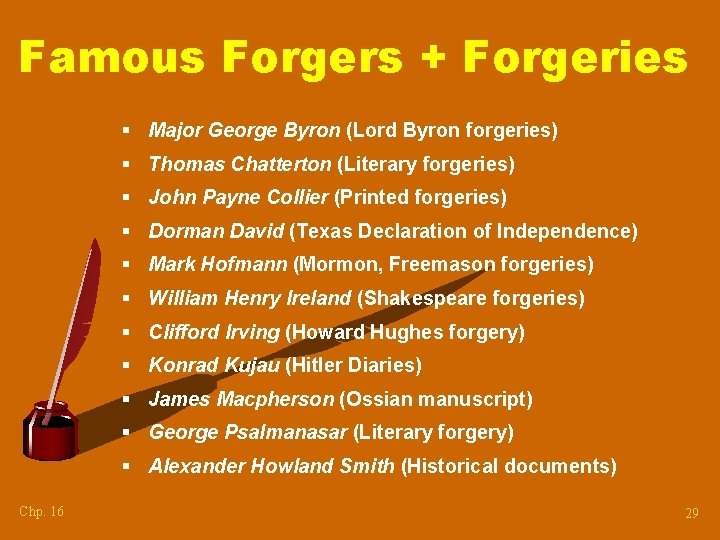 Famous Forgers + Forgeries § Major George Byron (Lord Byron forgeries) § Thomas Chatterton