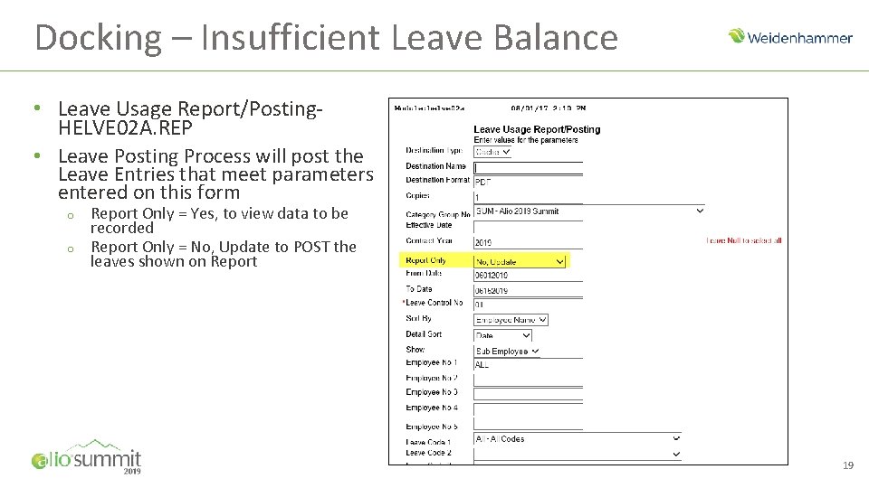 Docking – Insufficient Leave Balance • Leave Usage Report/Posting. HELVE 02 A. REP •